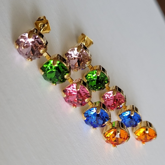 Austrian Crystal 5-stone Earrings - Picture 7 of 7